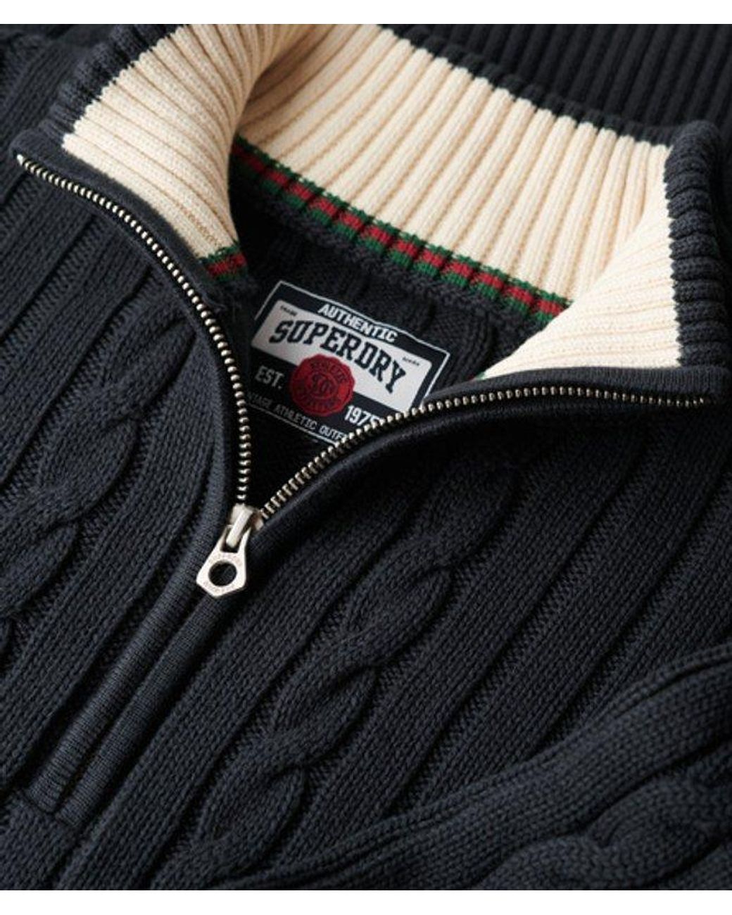 Superdry Blue & Co Knitted Rugby Henley Jumper