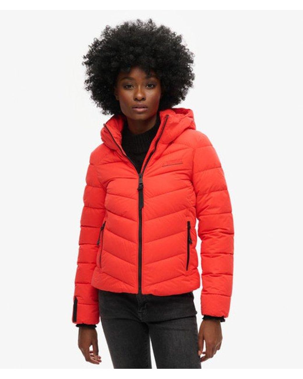 Superdry Red & Co Hooded Microfibre Padded Jacket