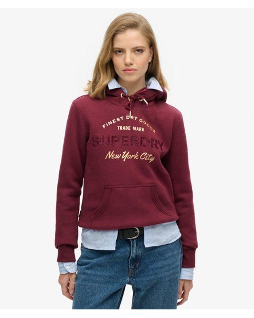 Superdry Red & Co Luxe Metallic Logo Hoodie