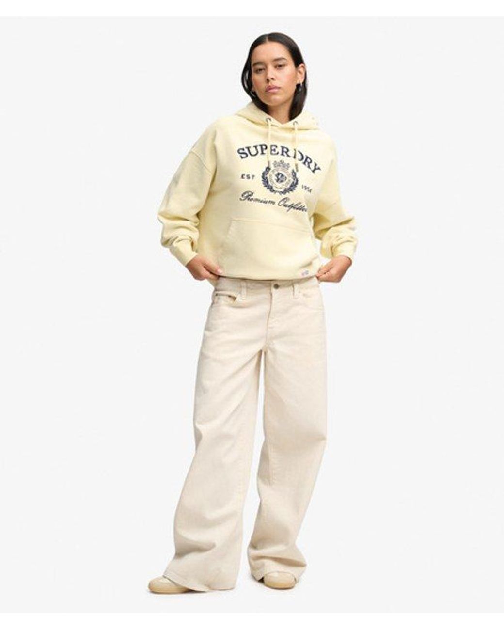 Superdry Natural & Co Luxe Casual Embroidered Relaxed Hoodie