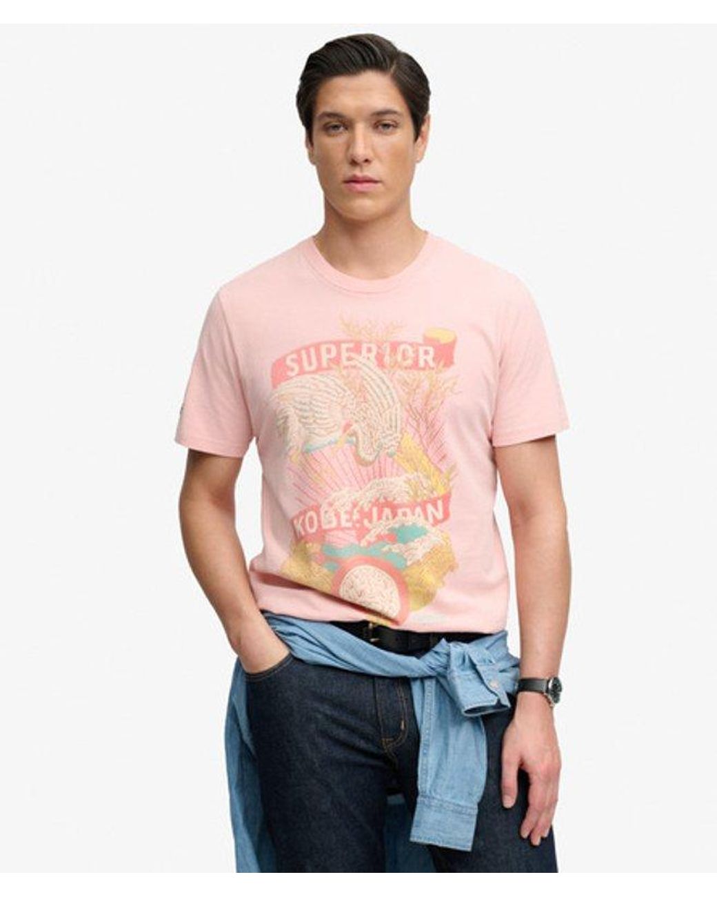Superdry Pink Vintage Logo Tokyo Relaxed T-Shirt for men
