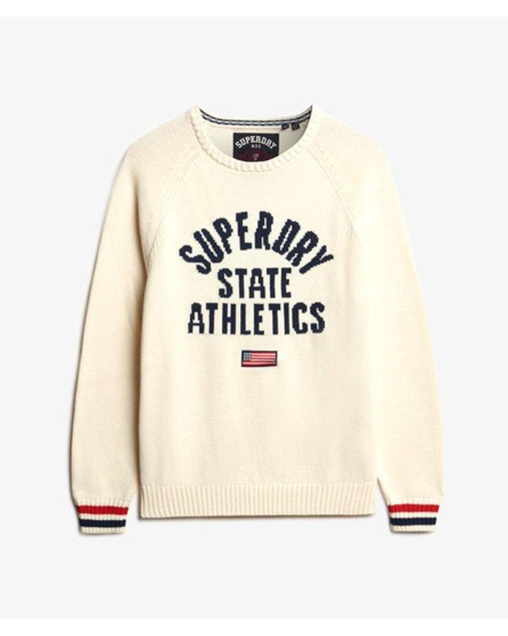 Superdry White Slouchy Intarsia Graphic Knitted Jumper