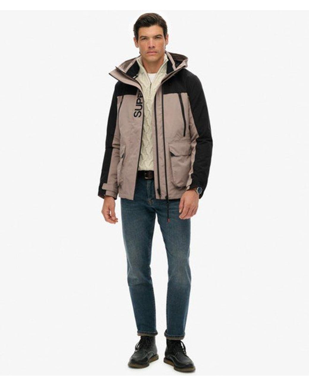 Superdry Black Colour Block Windbreaker Jacket for men
