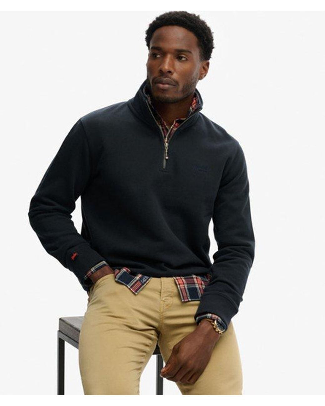 Superdry Black & Co Essential Logo Half Zip Sweatshirt for men