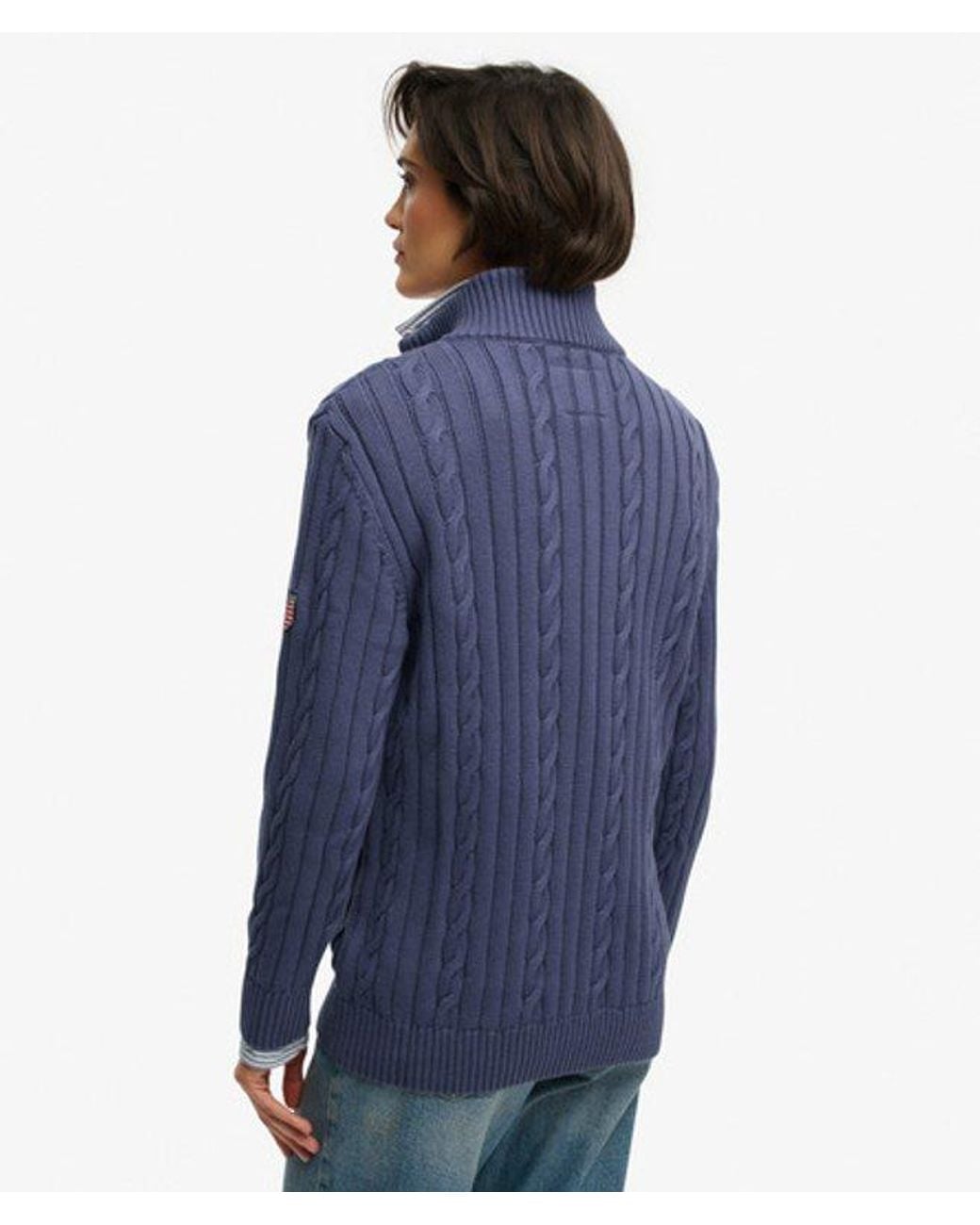 Superdry Blue & Co Cable Half Zip Knit