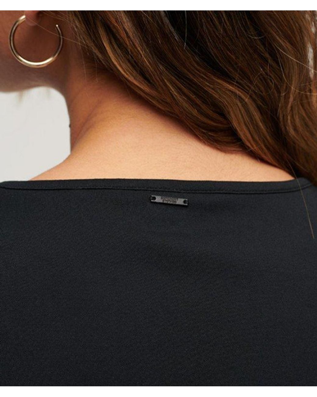 Superdry Black Modal Flare Sleeve Bodycon Mini Dress