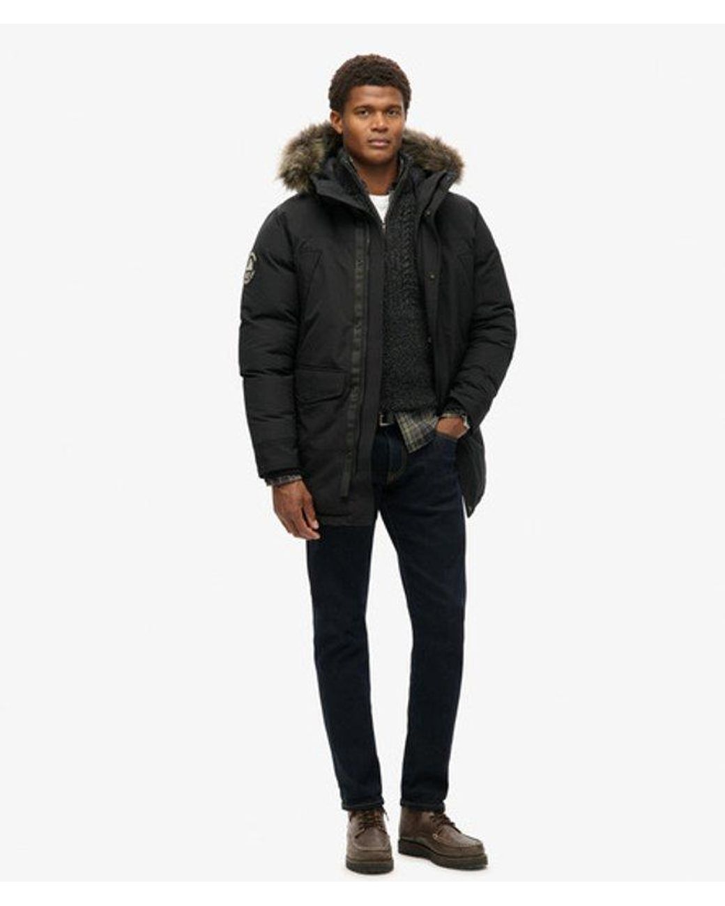 Superdry Black & Co Everest Faux Fur Parka Jacket for men
