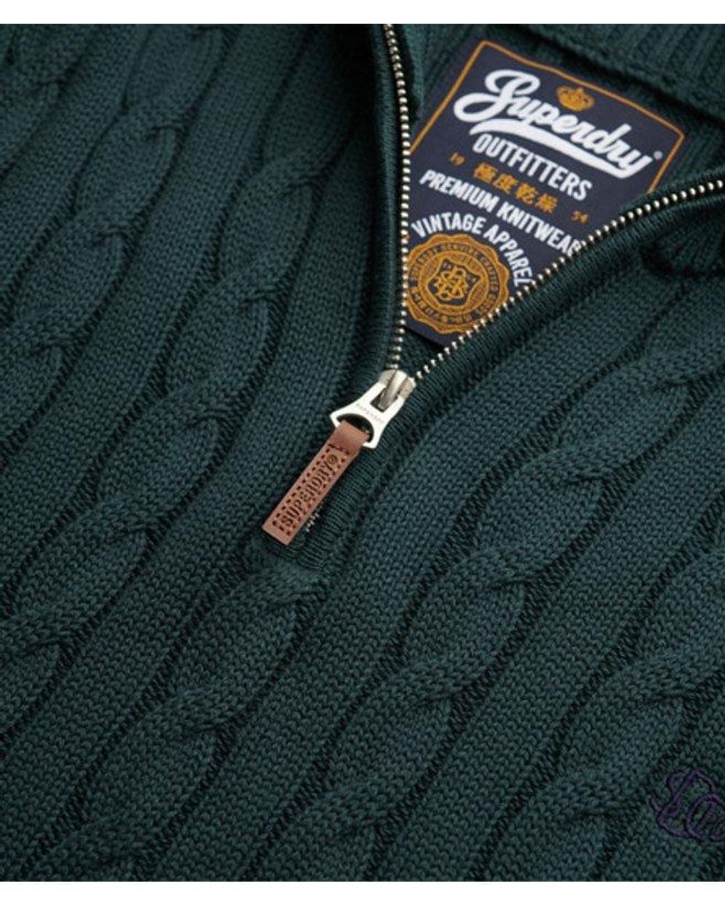 Superdry Black & Co Organic Cotton Classic Cable Half-zip Jumper for men
