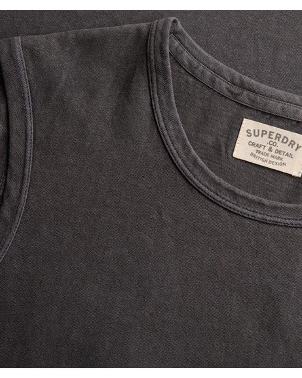 Superdry Black Classic Cotton Linen Tank Top for men