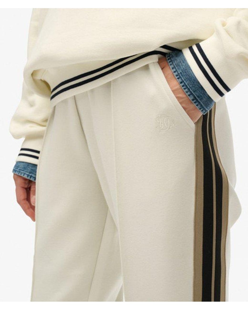 Superdry Studios Stripe Straight joggingbroek in het White