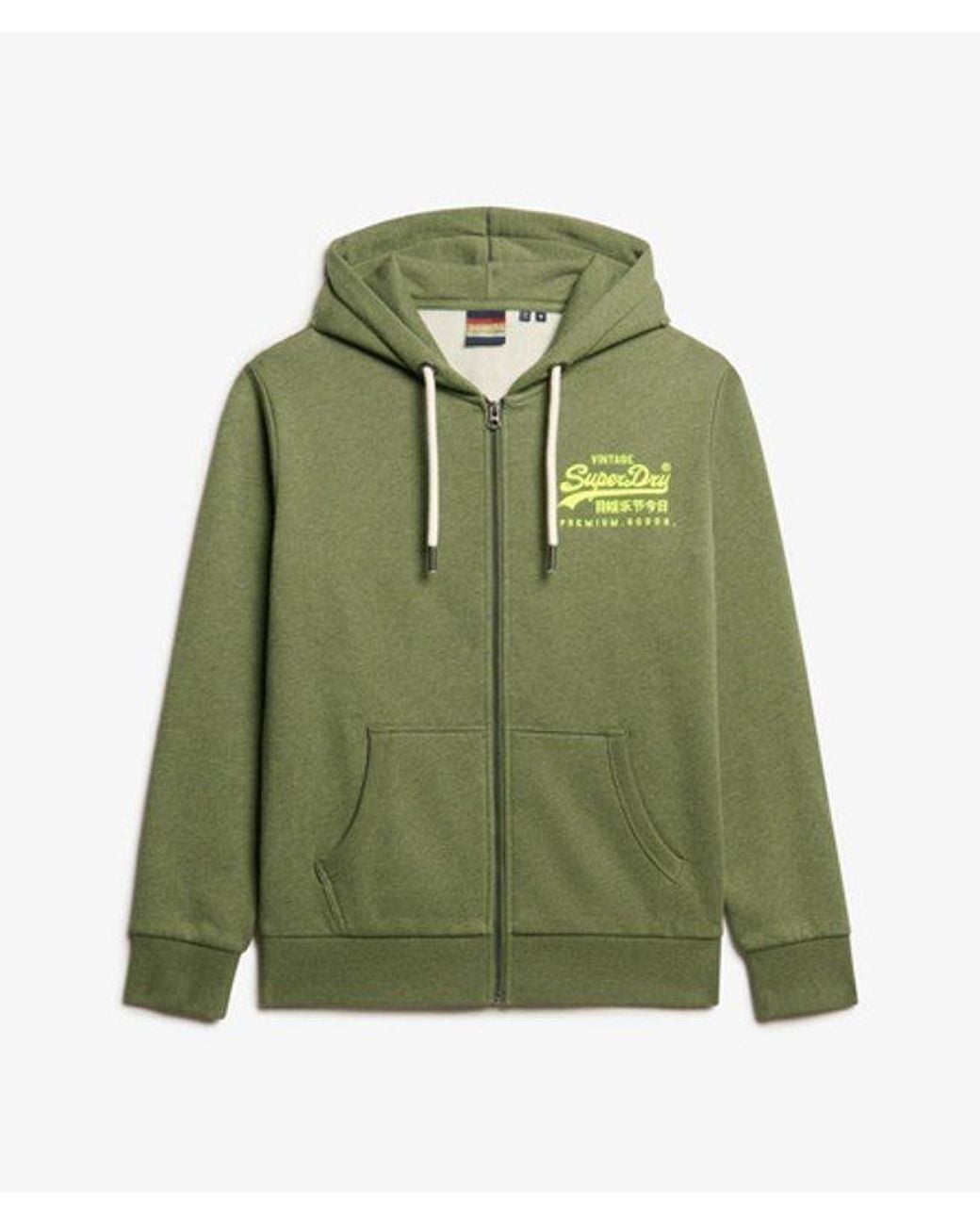 Superdry Hoodie Met Neonprint En Vintage Logo in het Green voor heren