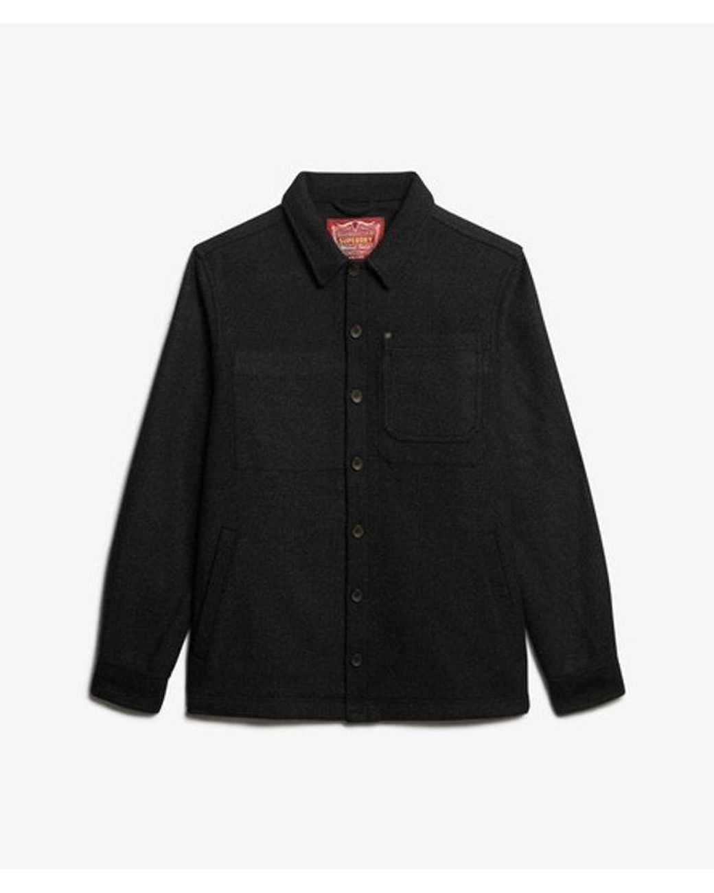 Superdry Black Wool Merchant Texture Overshirt for men