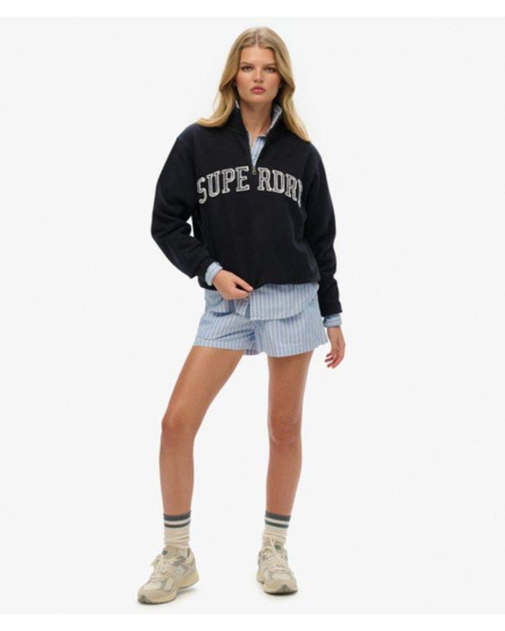 Superdry Black & Co Athletic Essentials Applique Half Zip Sweatshirt