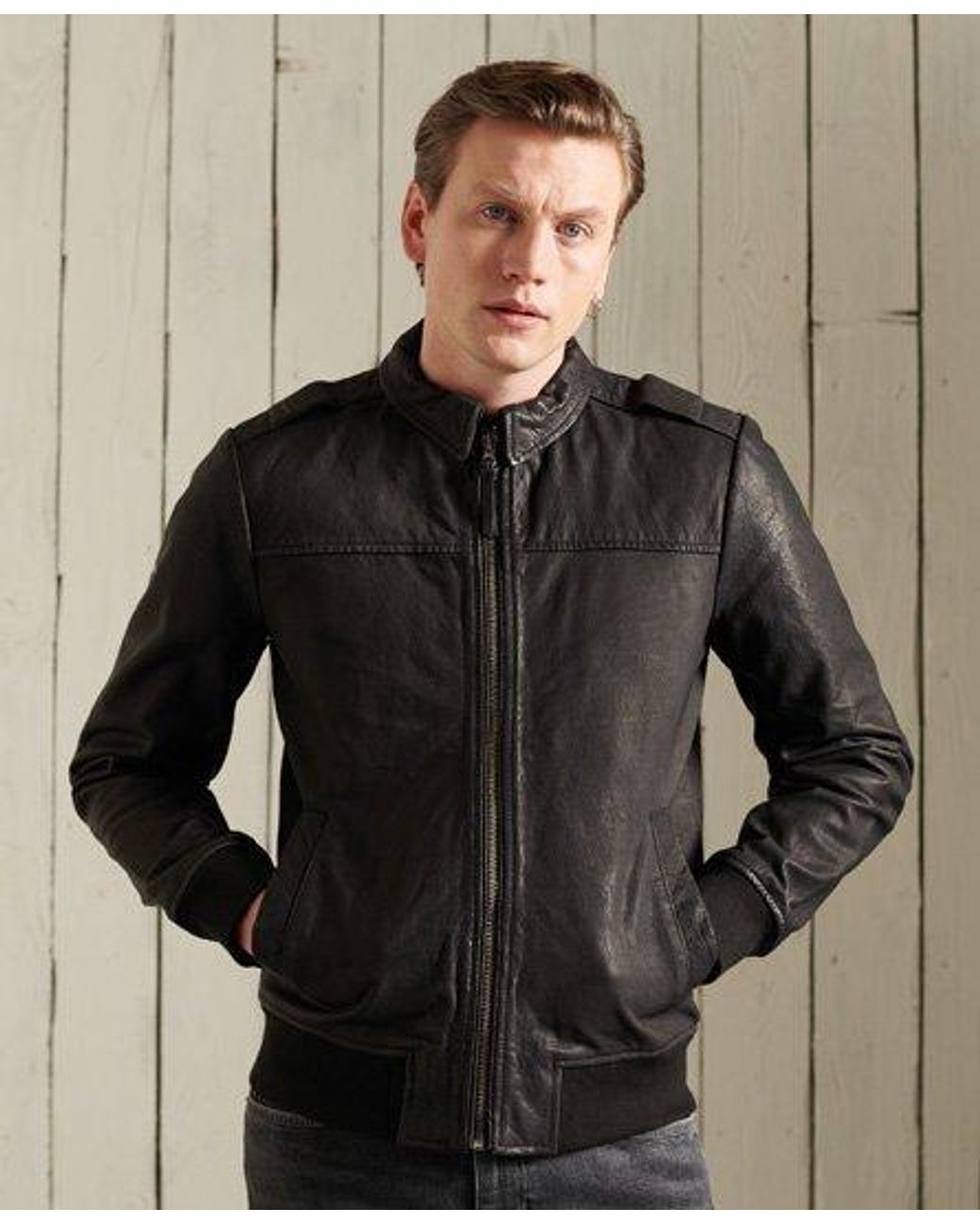 Superdry Aviator Leather Jacket in 