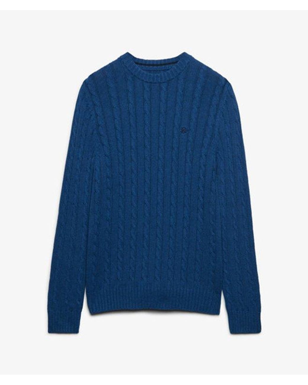 Superdry Blue & Co Cotton Cable Knit Crew Jumper for men