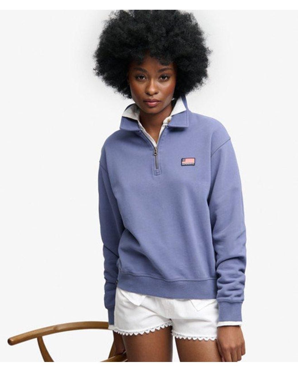 Superdry Blue & Co Athletic Essentials Collared Half Zip Sweatshirt