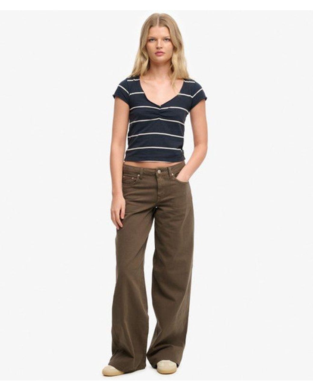 Superdry Blue & Co Athletic Essentials Gathered Pattern Top