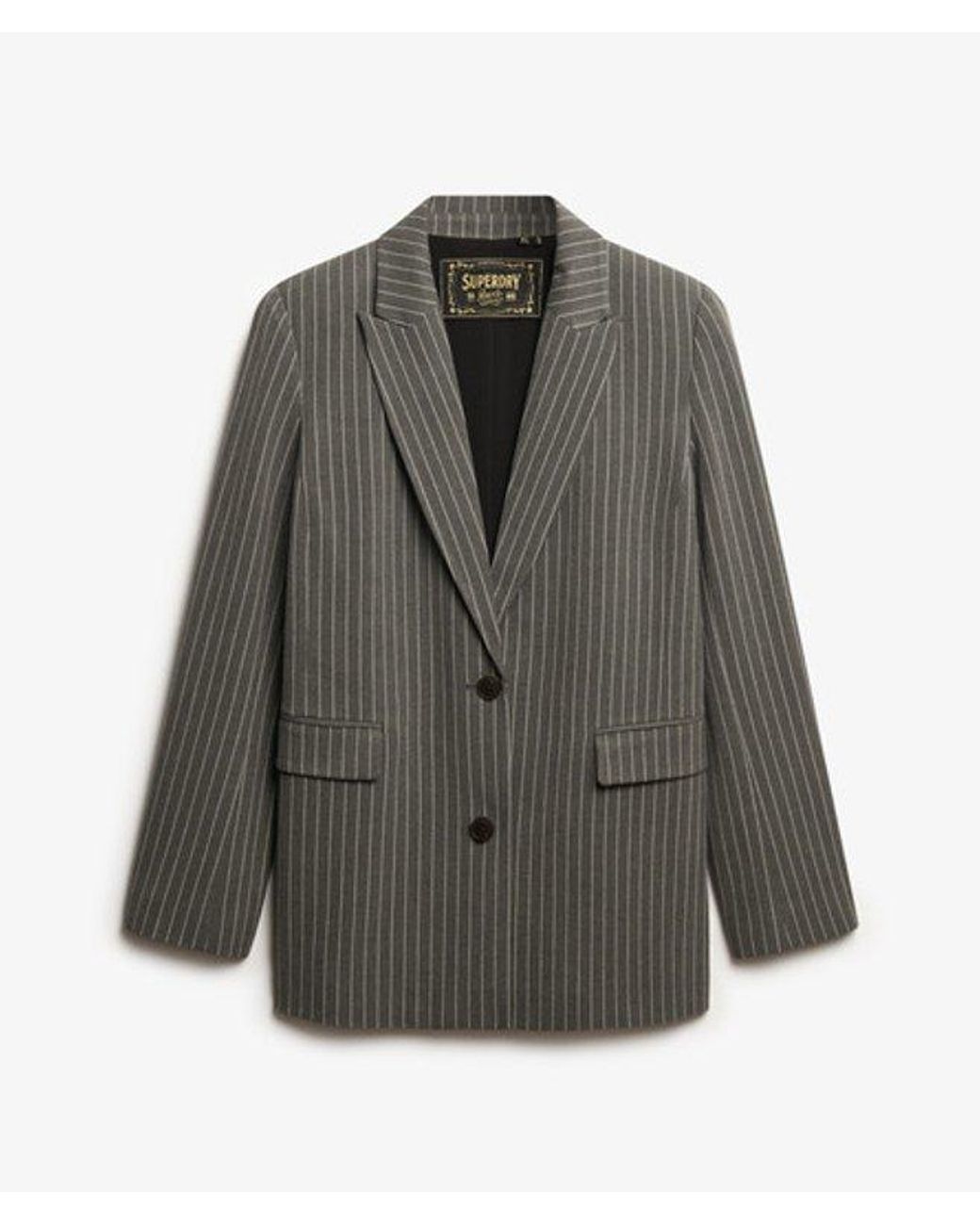 Superdry Gray & Co Pinstripe Boyfriend Blazer
