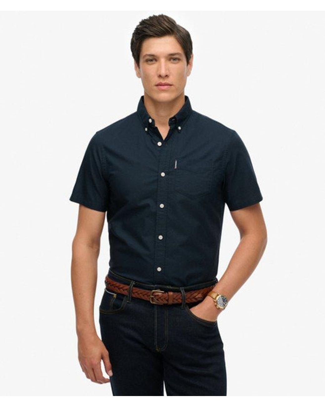 Superdry Blue & Co Oxford Short Sleeve Shirt for men