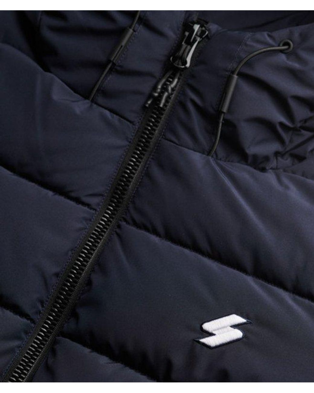 Superdry Blue Hooded Spirit Sports Puffer Jacket