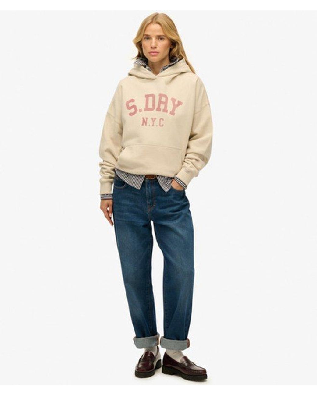 Superdry & Co Athletic Essentials Relaxed Hoodie in het Brown