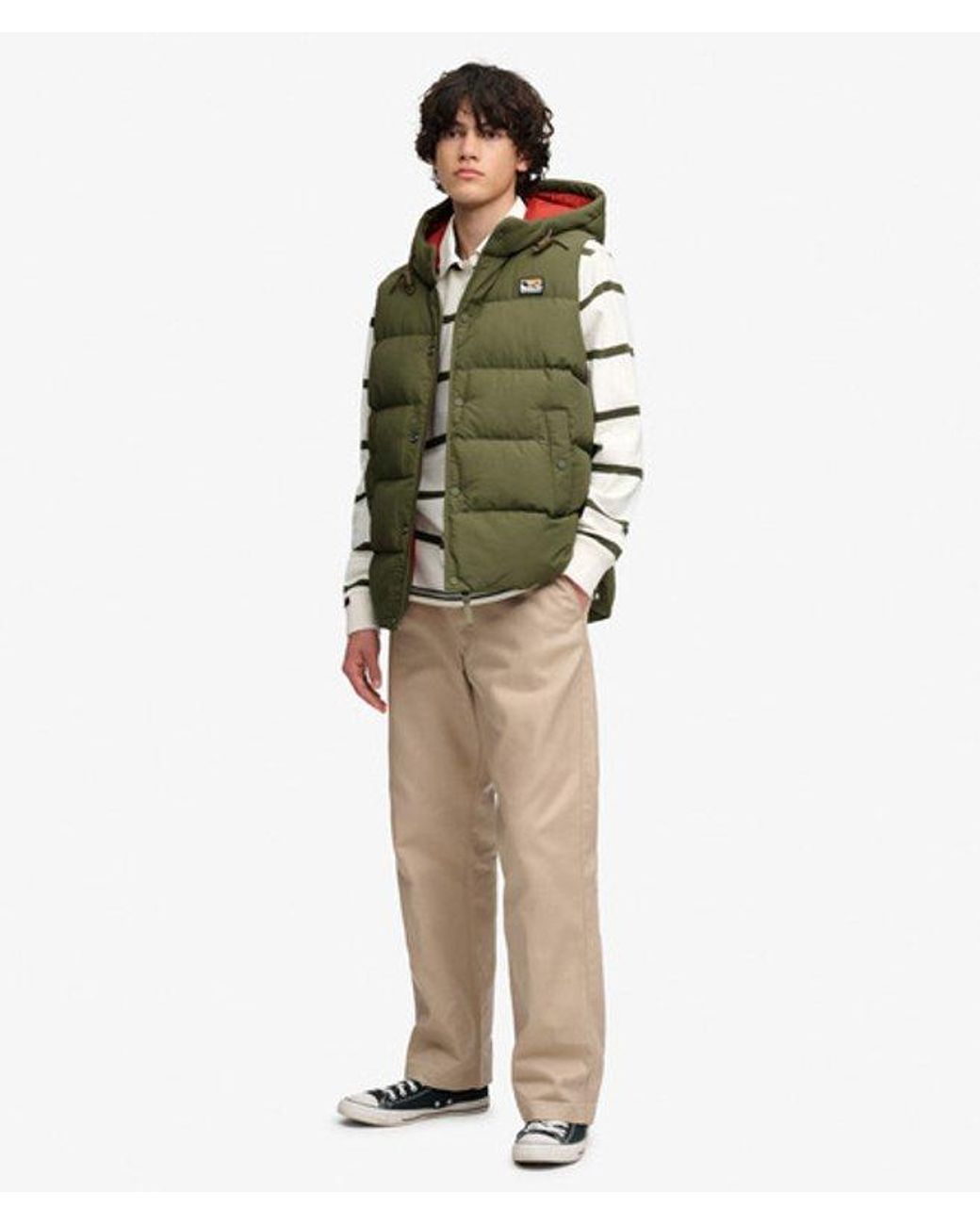 Superdry Green Hood Short Everest Gilet for men