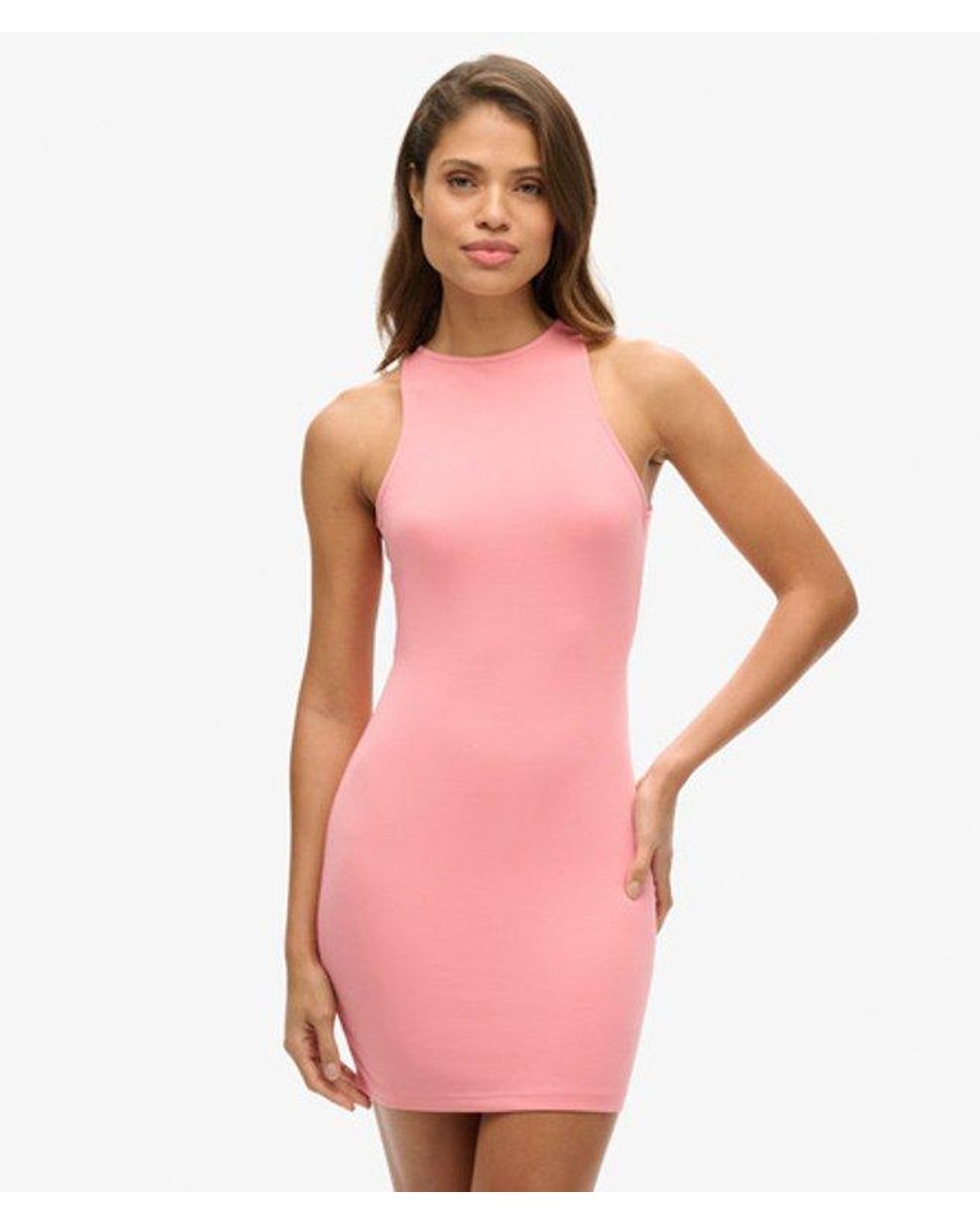 Superdry Pink & Co Jersey Cross Back Mini Dress