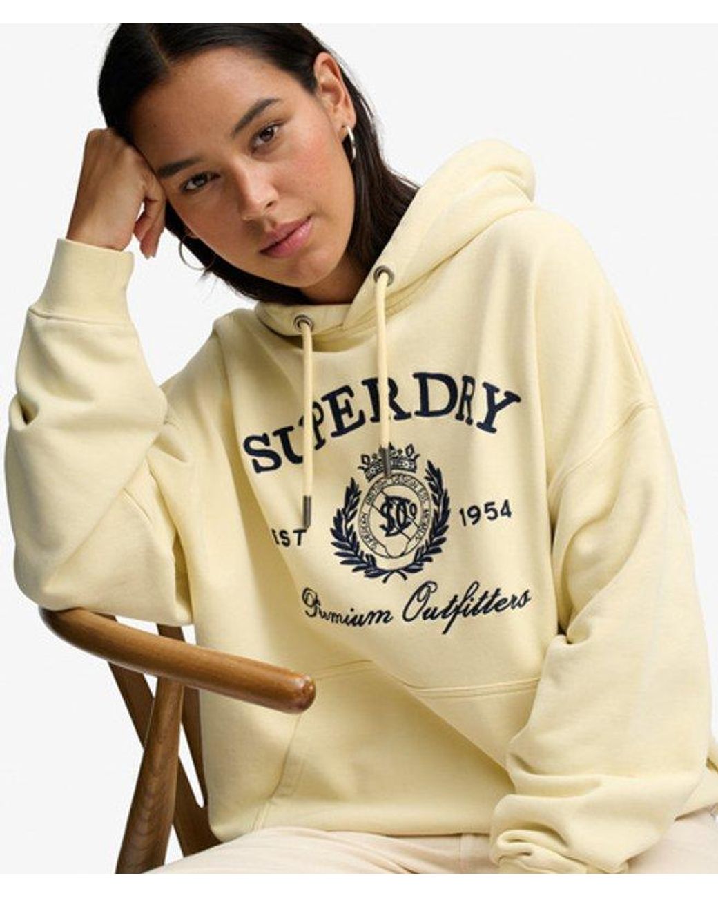 Superdry Natural & Co Luxe Casual Embroidered Relaxed Hoodie