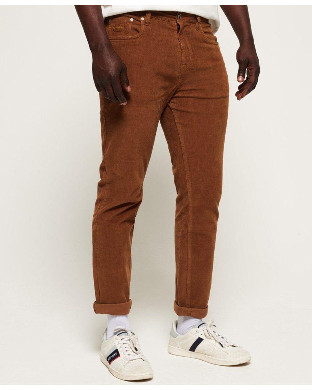 Superdry Corduroy Slim Tyler Cord Five Pocket Trousers in Brown for Men ...