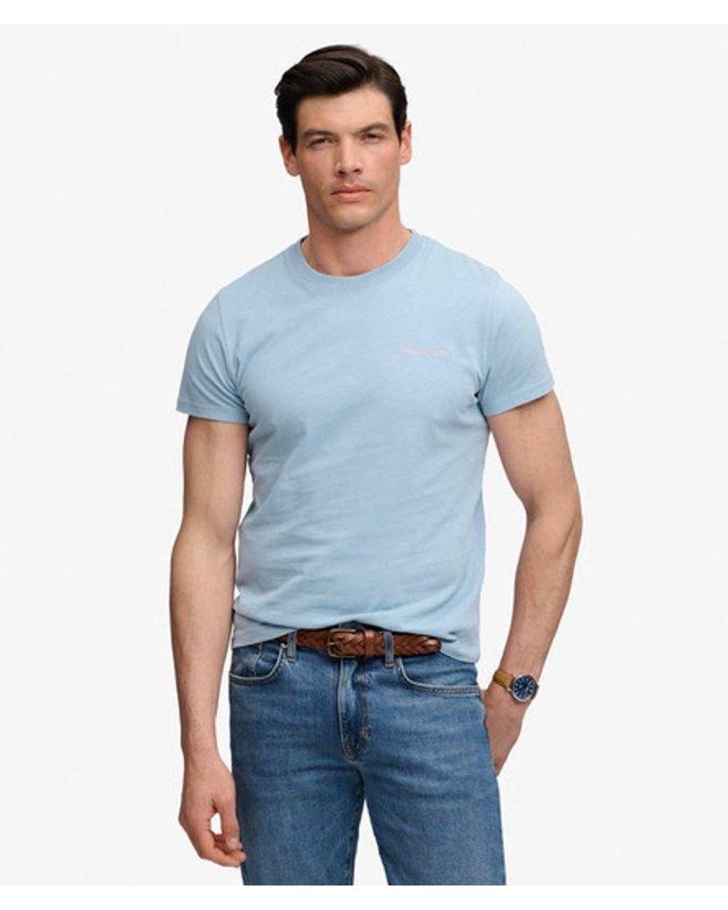 Superdry Blue & Co Essential Company Logo Embroidered T-shirt for men