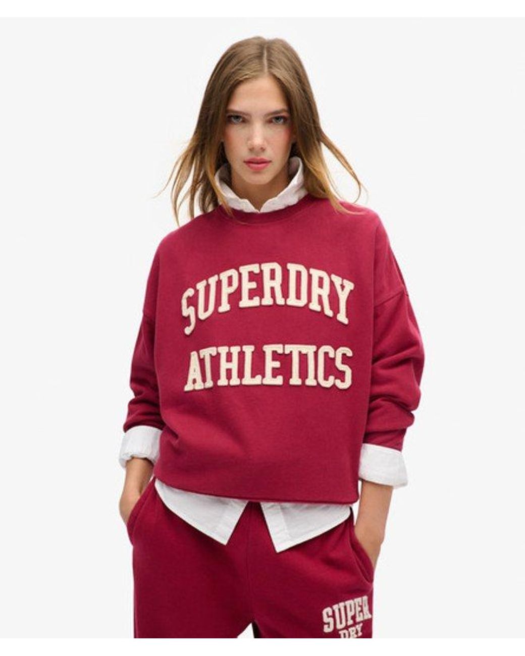 Superdry Red & Co Athletic Essentials Oversized Applique Sweatshirt