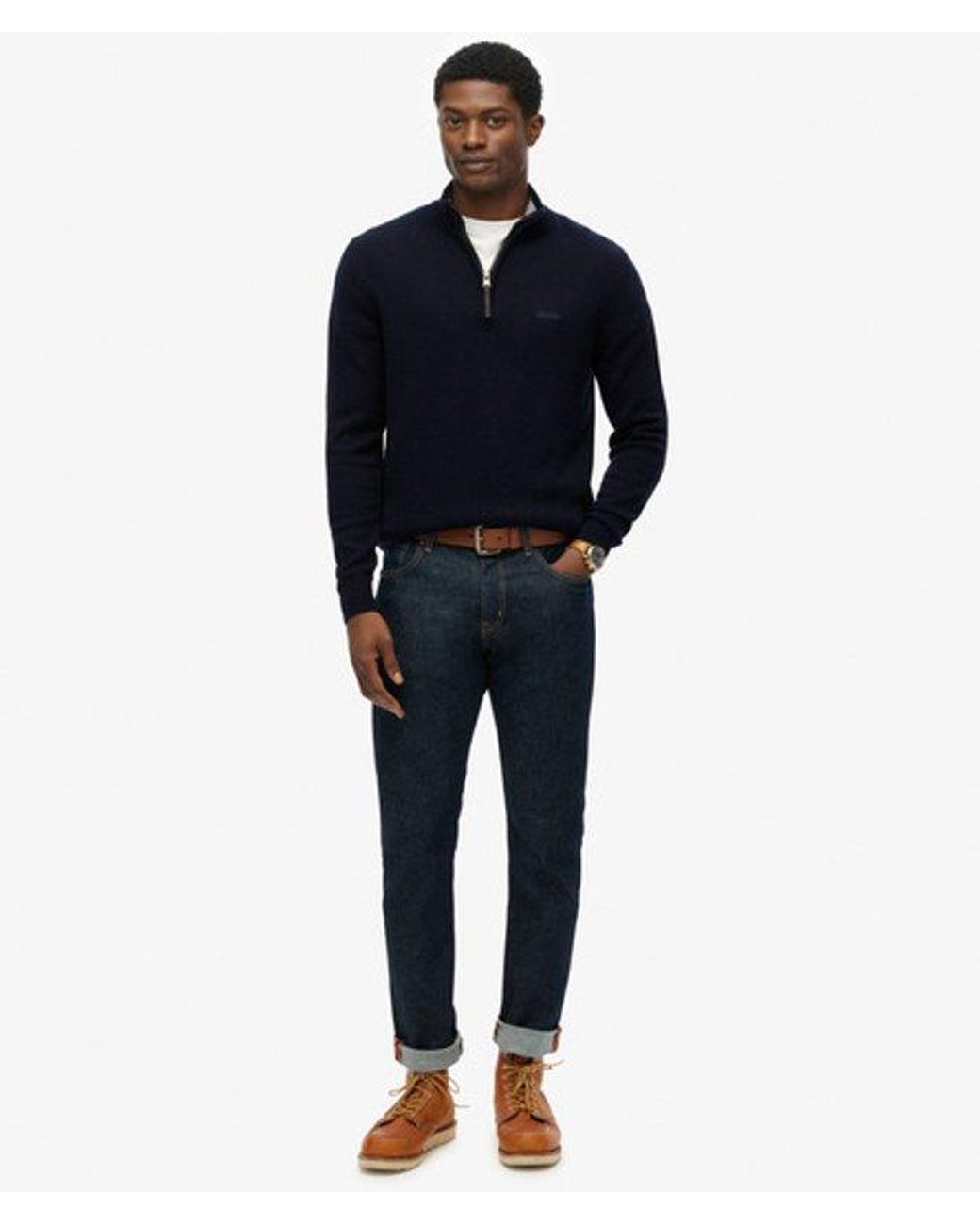 Superdry Blue & Co Wool Blend Half Zip Jumper for men