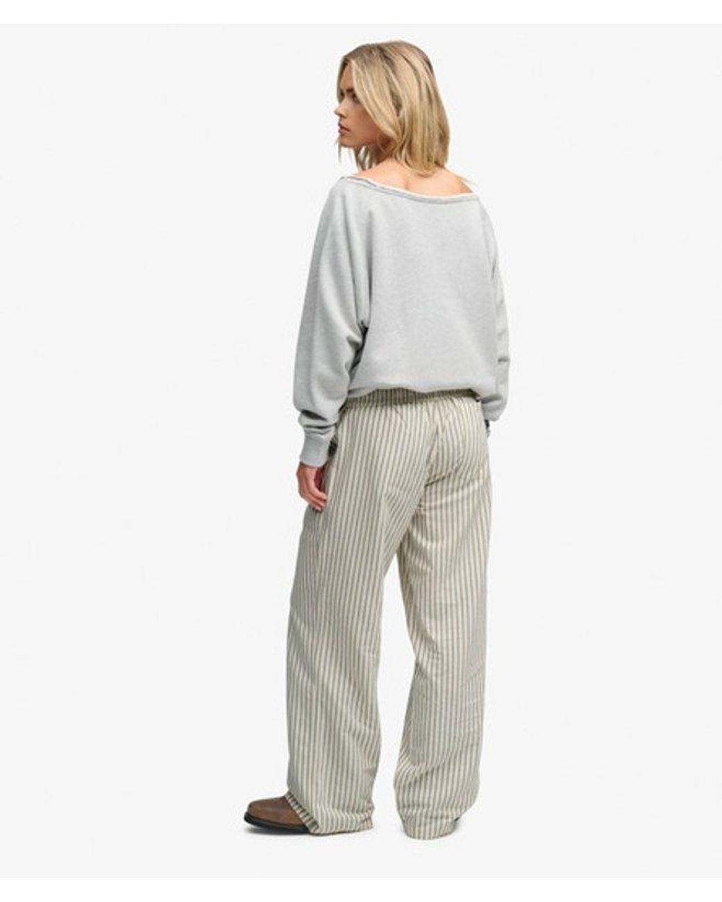 Superdry Gray & Co Organic Cotton Stripe Elasticated Trousers