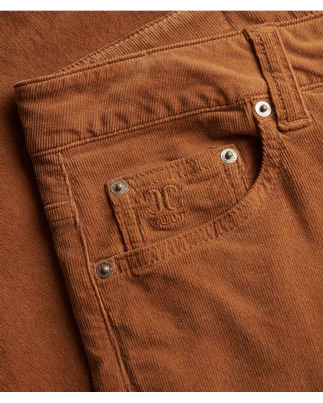 Superdry Brown Mid Rise Baggy Corduroy Trousers Size: 26/32