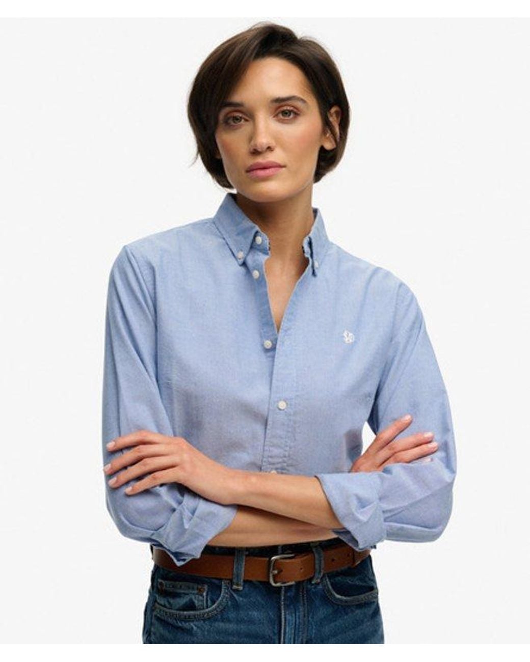 Superdry Blue & Co Slim Oxford Button Down Long Sleeve Shirt