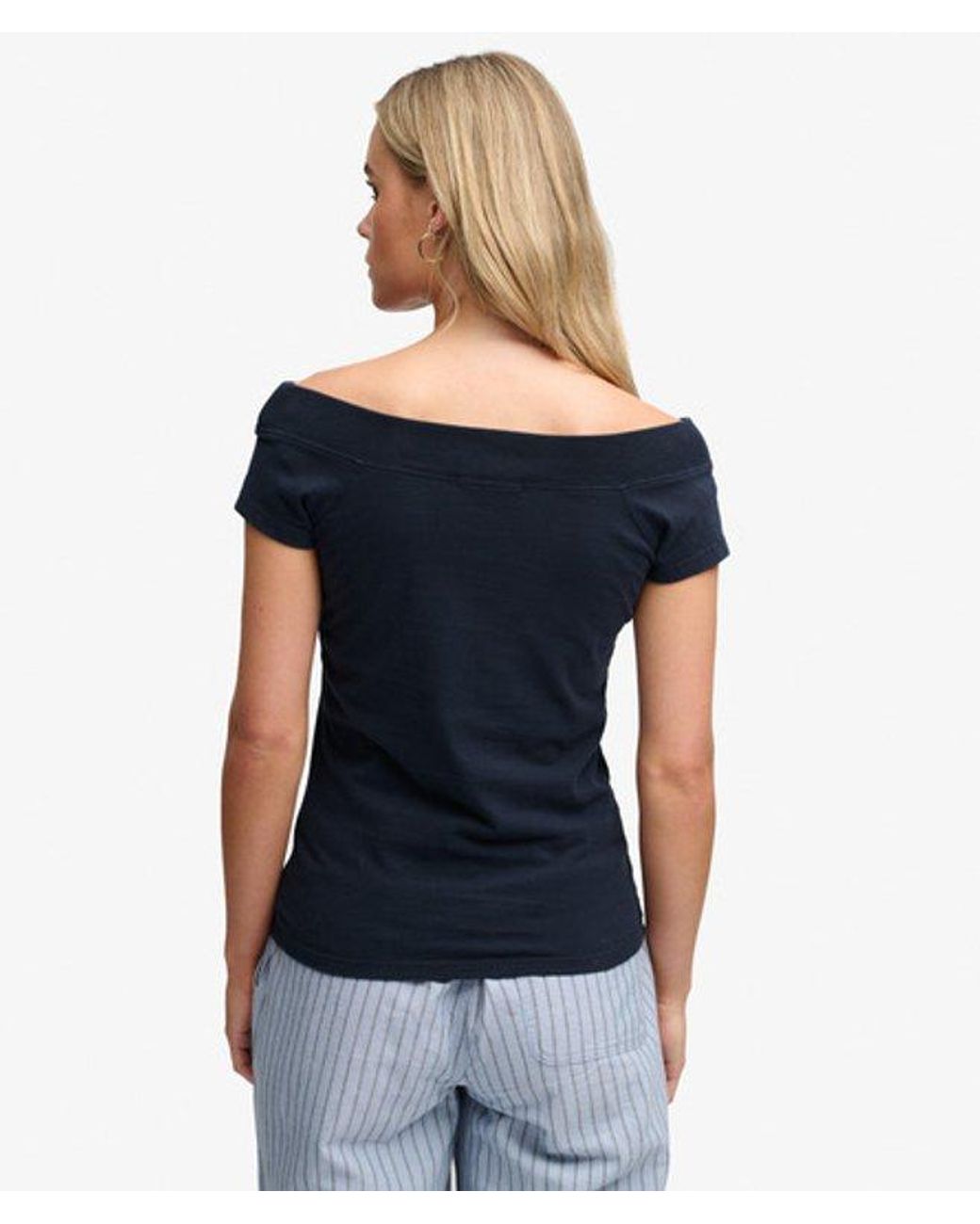 Superdry Blue & Co Athletic Essentials Off Shoulder Top