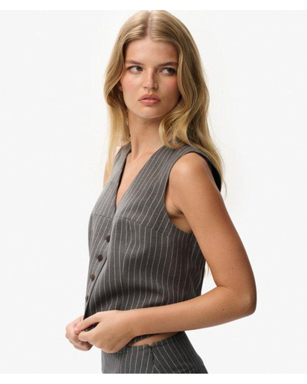 Superdry Gray & Co Pinstripe Waistcoat