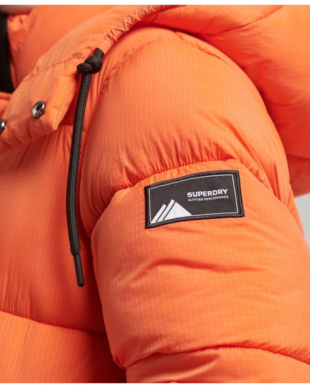 Superdry Ripstop Longline Puffer Jacket Orange / Orange Grid | Lyst
