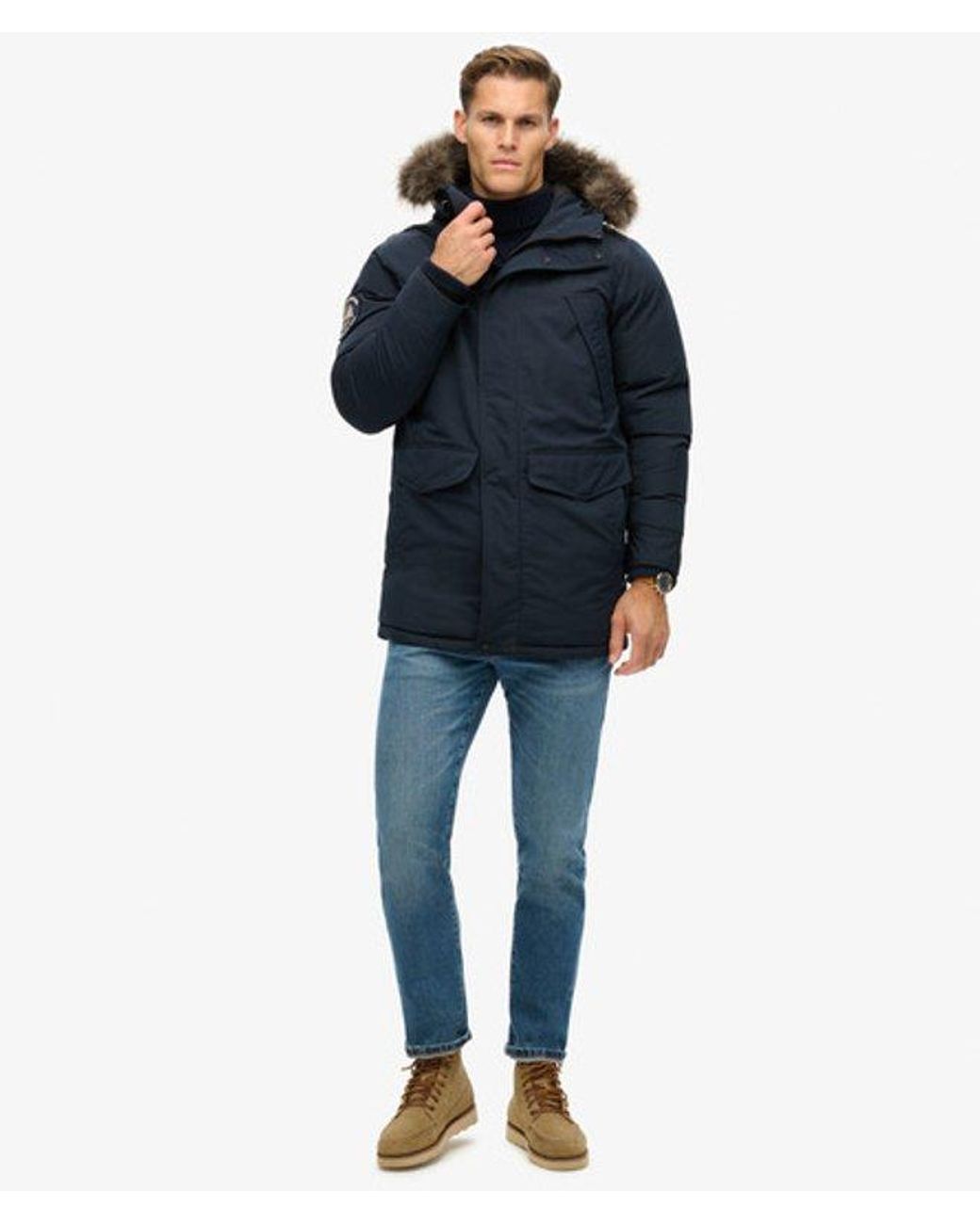 Superdry Blue & Co Everest Faux Fur Parka Jacket for men