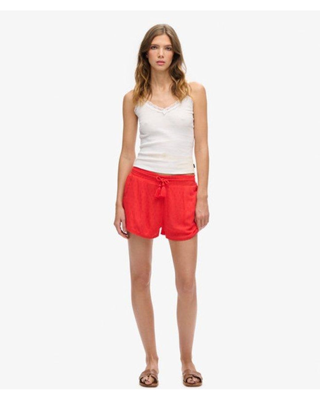 Superdry Red & Co Organic Cotton Essential Rib Lace Cami Top