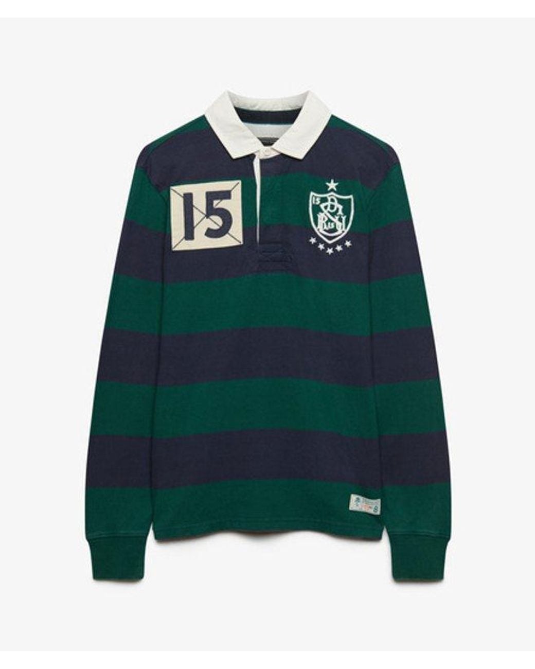 Superdry Blue & Co Monogram Stripe Rugby Shirt for men