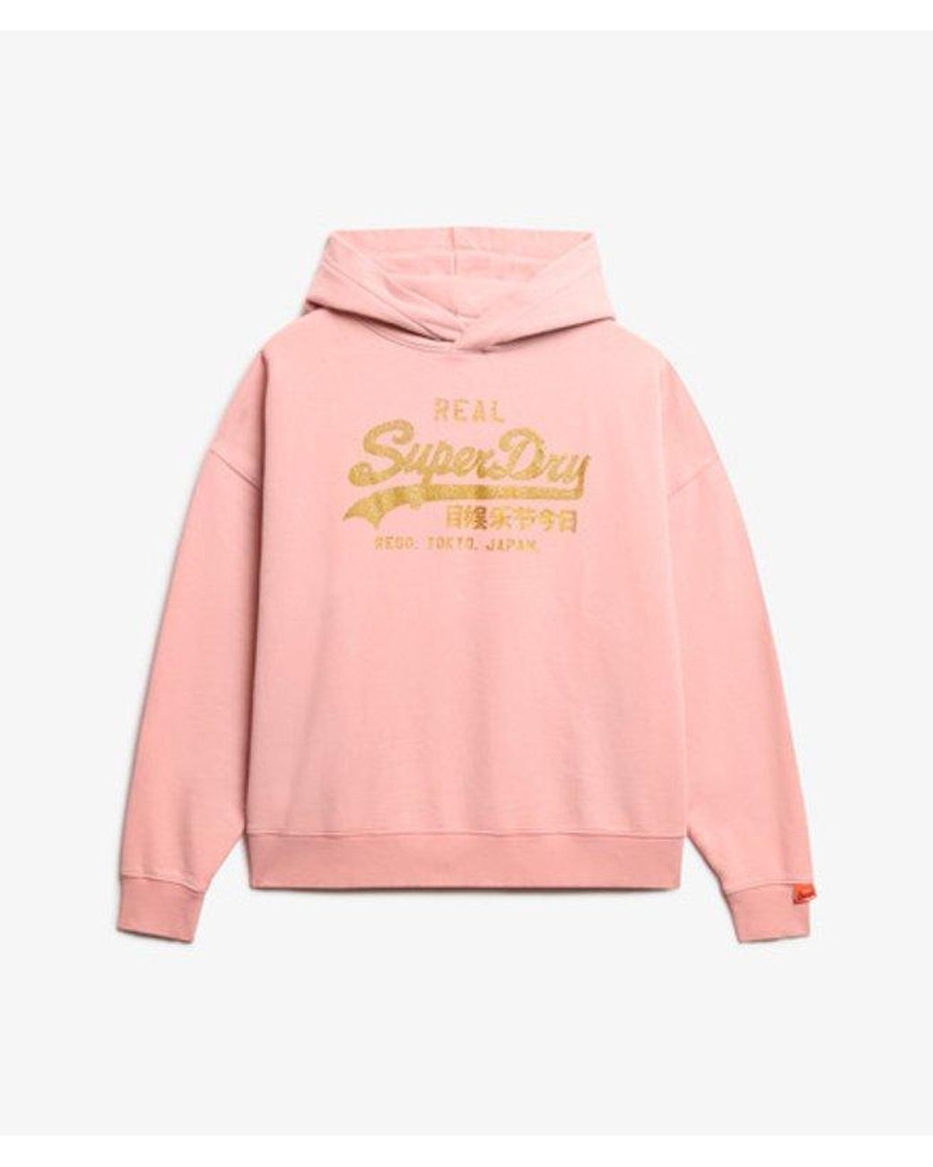 Superdry Pink & Co Vintage Logo Rhinestone Hoodie