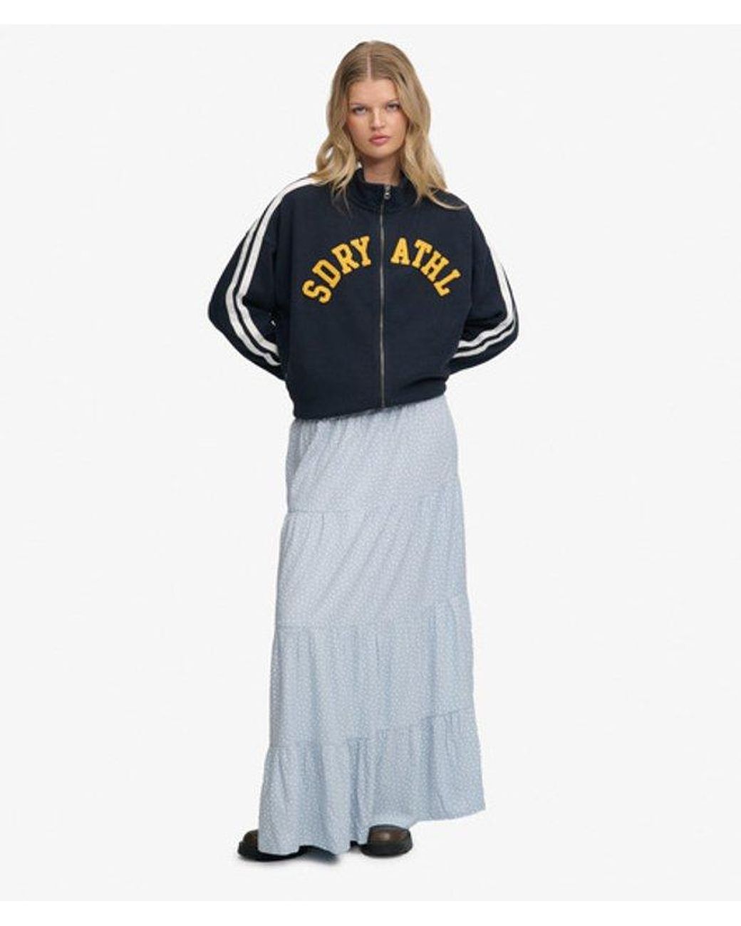 Superdry Blue & Co Woven Tiered Maxi Skirt