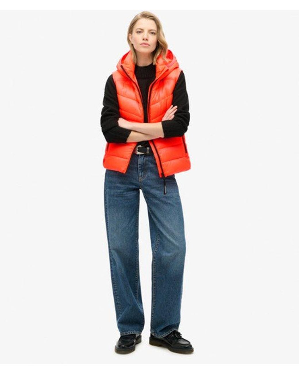 Superdry Red & Co Hooded Fuji Quilt Padded Gilet