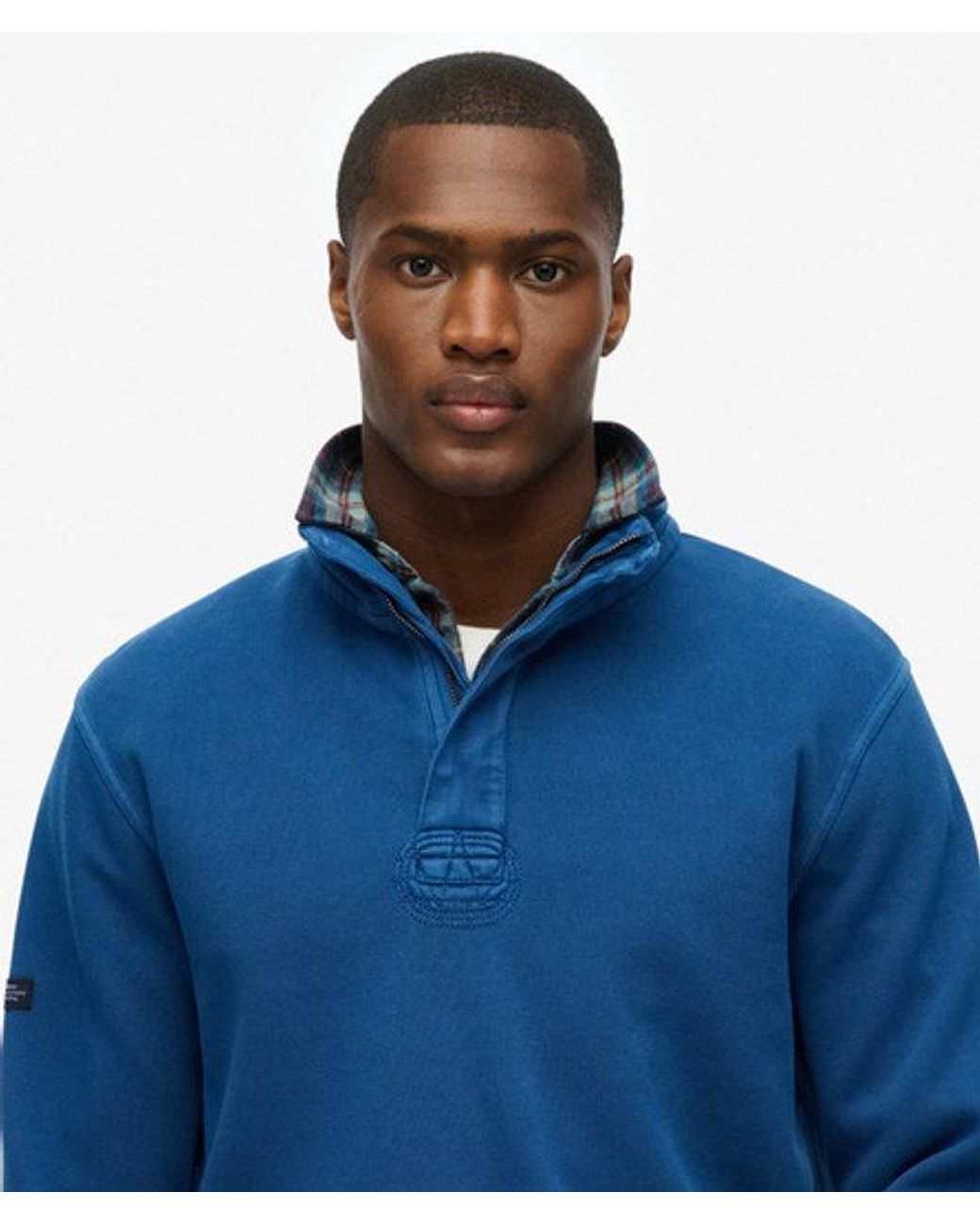 Superdry Blue Cotton Classic Pique Half Zip Sweatshirt for men