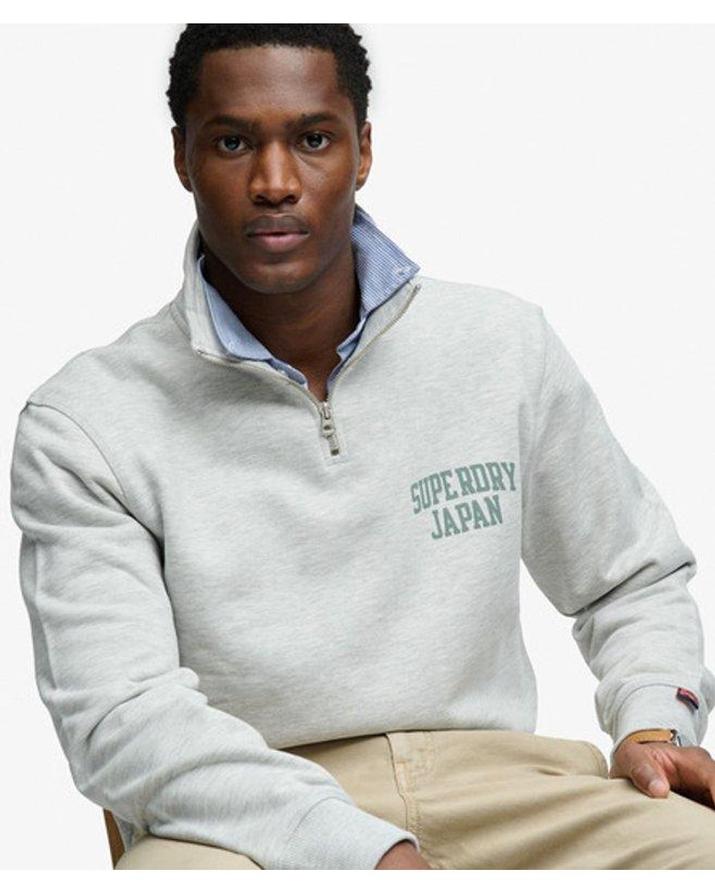Superdry Gray & Co Athletic Essentials Half Zip Sweatshirt for men