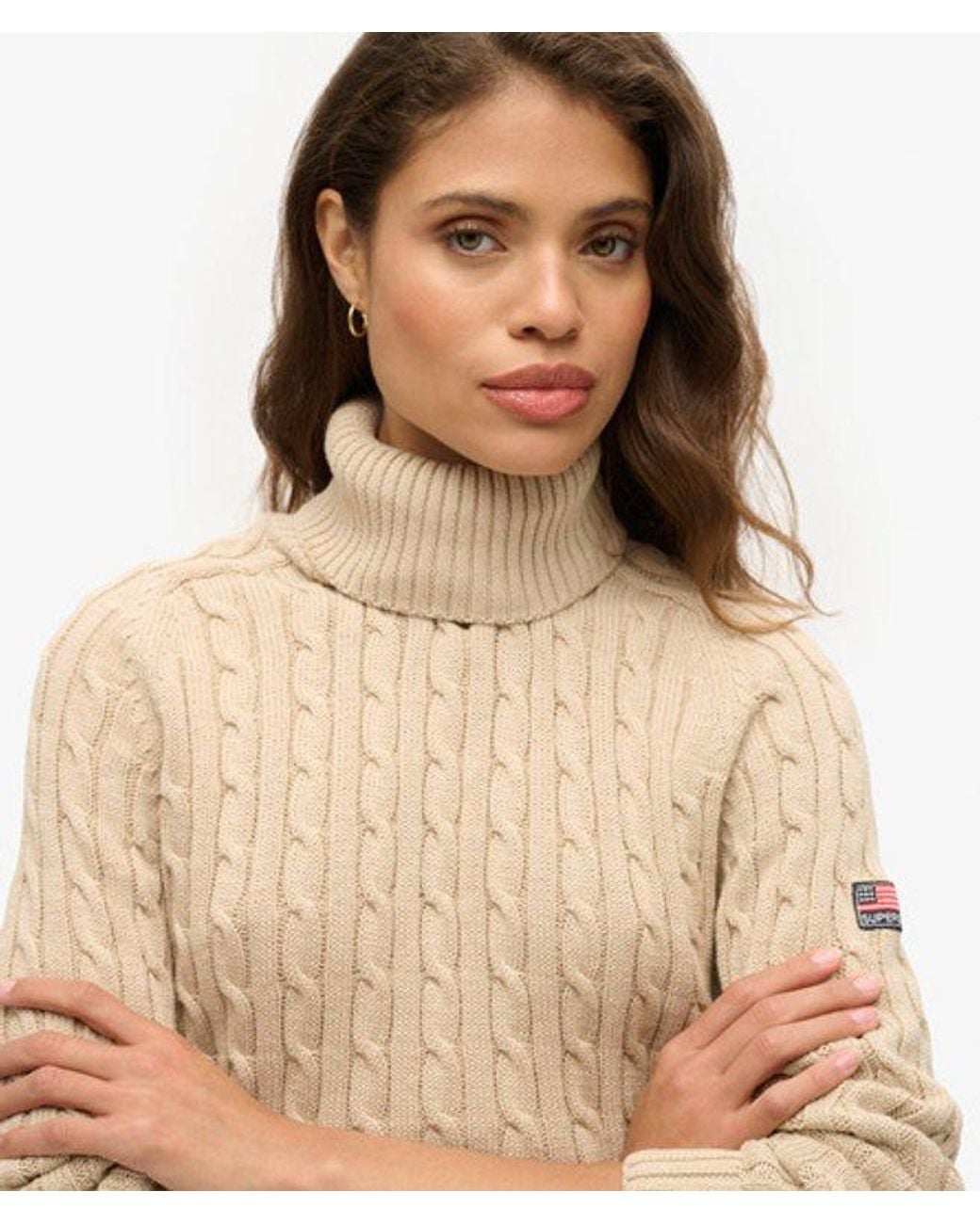 Superdry Natural & Co Slouchy Cable Roll Neck Jumper