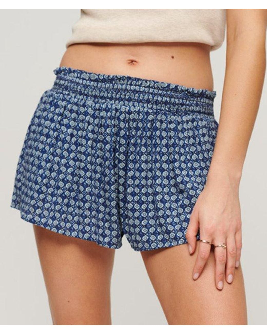 Superdry Smocked Beach Shorts Blue / Mini Geo Blue
