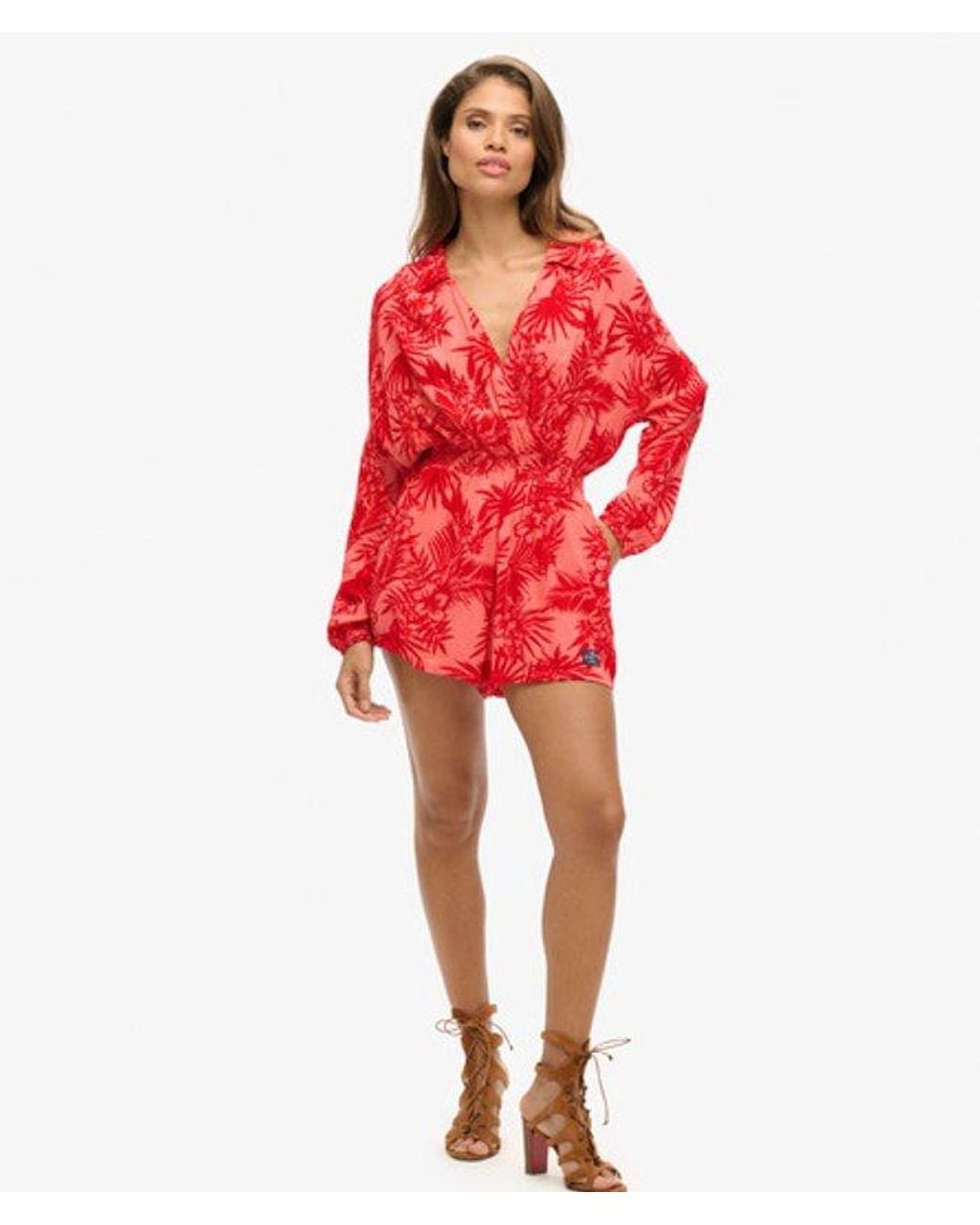 Superdry Red & Co Vintage Beach Playsuit