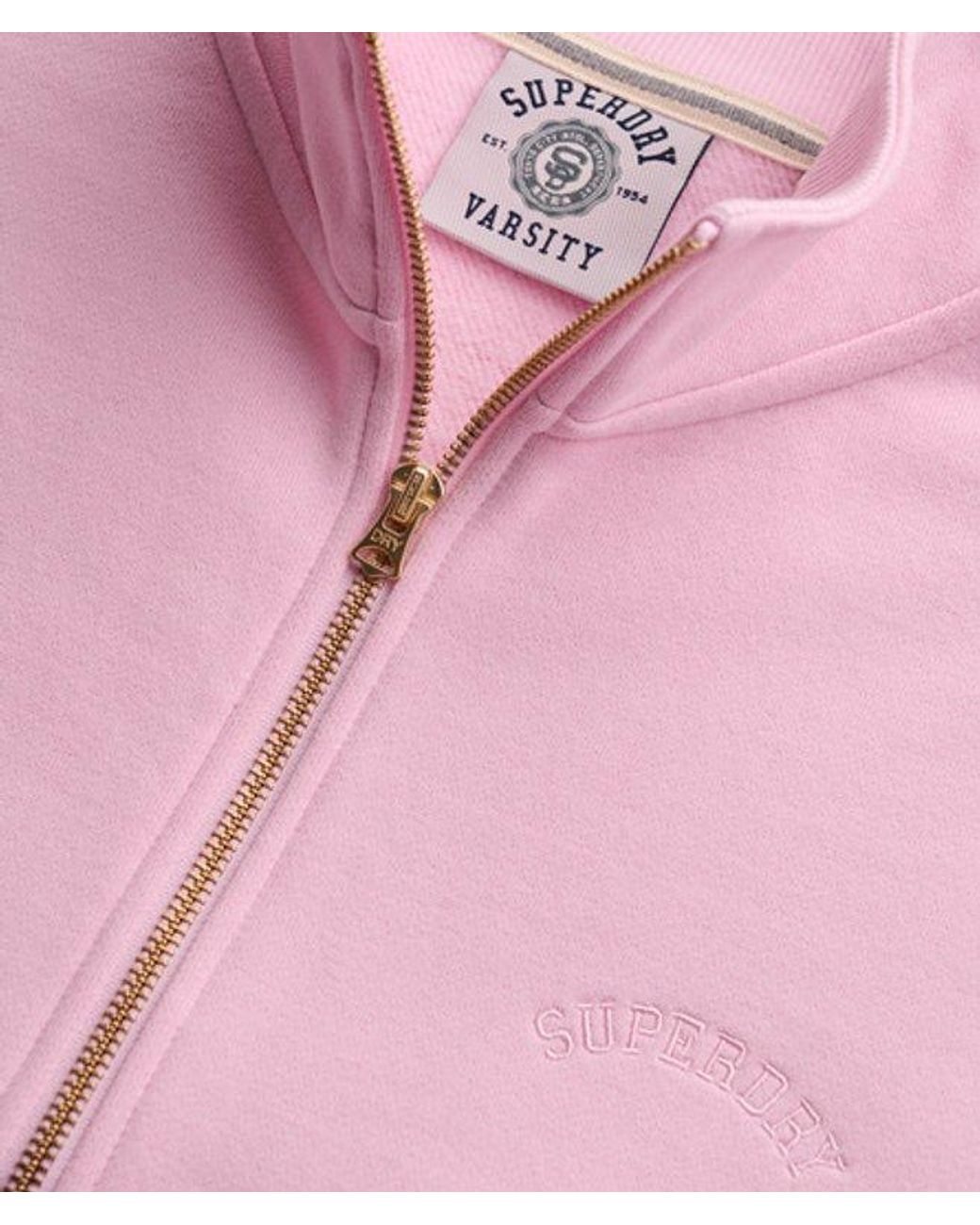 Superdry Pink & Co Essential Logo Embroidered Half Zip Jumper
